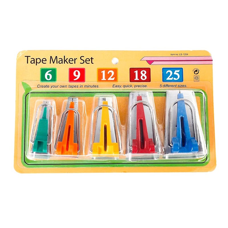 LNKA Bias Tape Maker,LNKA 5 Sizes 1/4" 3/8" 1/2" 3/4" 1" DIY Bias Tapes Tools Kit for Fabric Sewing and Quilting - Image 1